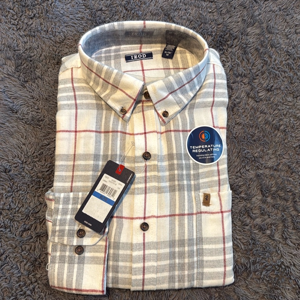 Izod XL white, gray, maroon temperature regulating long sleeved button down